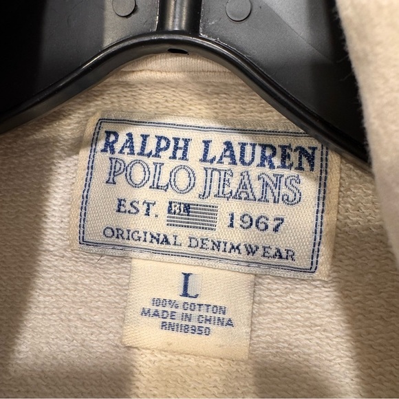 Ralph Lauren Polo Jeans Womens Double Breasted Short Ivory Coat Jacket Sz L - Picture 3 of 12